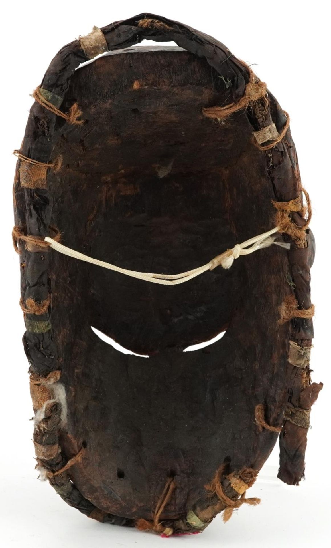 African tribal interest lacquered carved hardwood face mask, 28cm high - Image 2 of 3