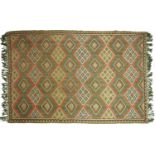 Rectangular Turkish Kilim green ground rug, 250cm x 155cm