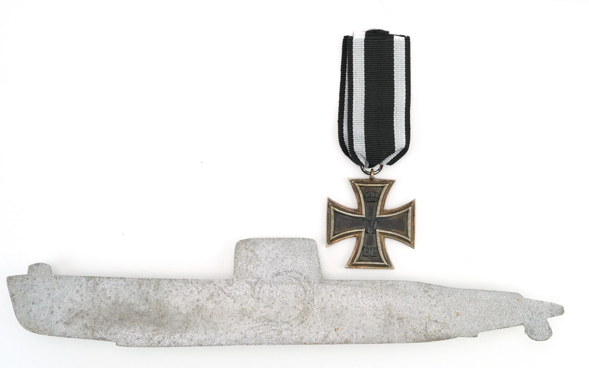 German military interest Iron Cross and a U-boat plaque - Image 2 of 2
