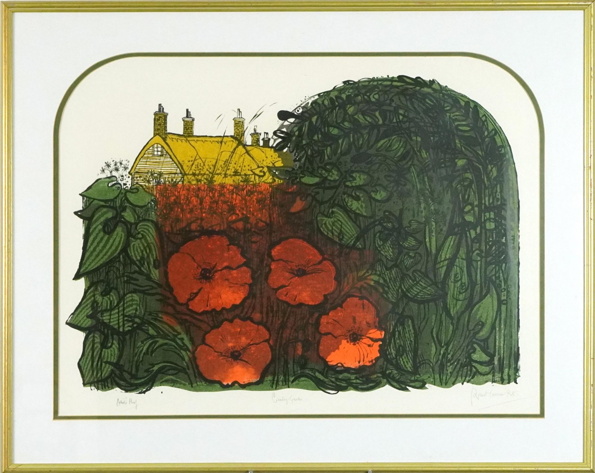 Robert Tavener - Country Garden, artist's proof pencil signed screen print, mounted, framed and - Image 2 of 5