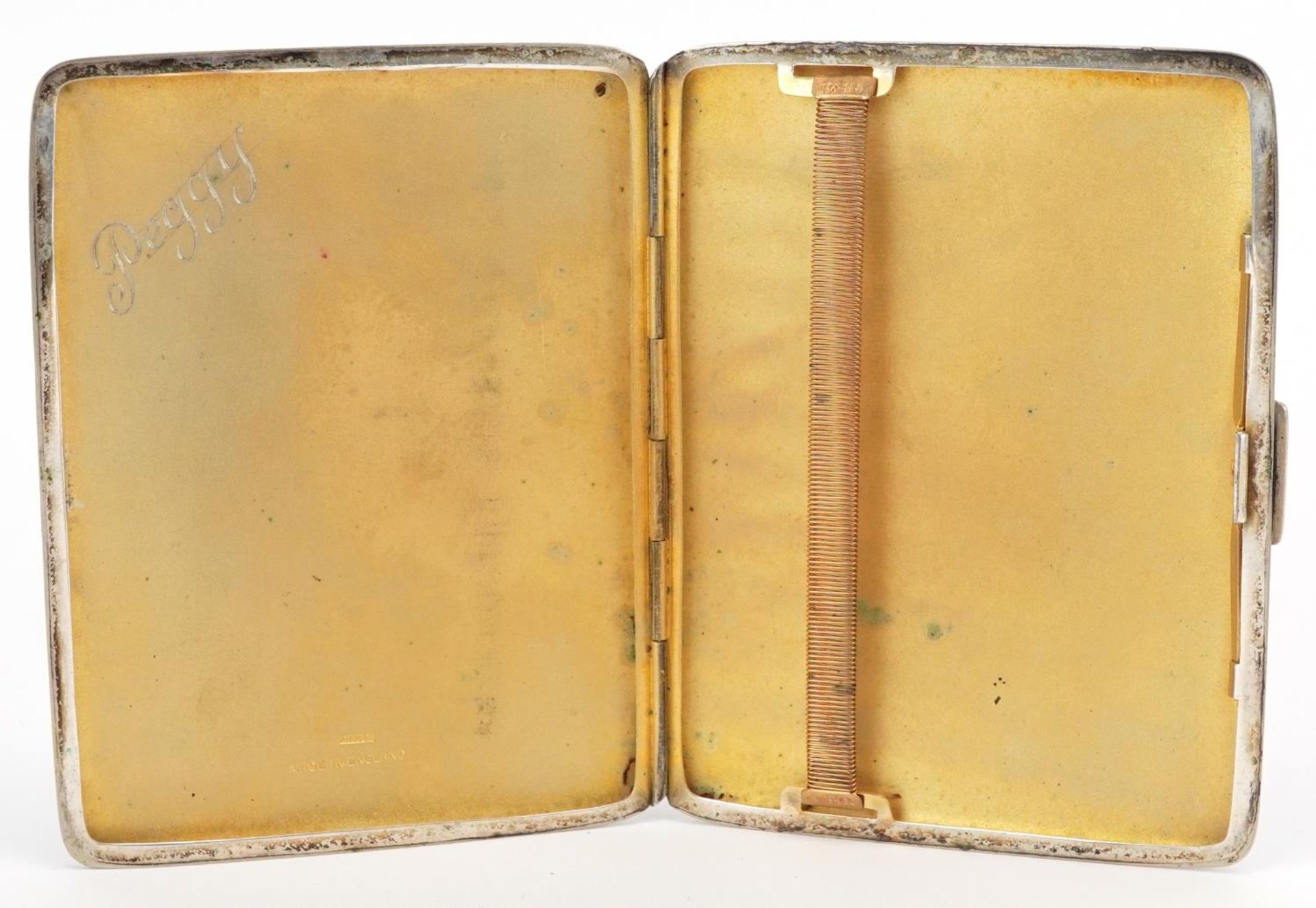 Art Deco shagreen cigarette case and a copper and brass flower press, the largest 12cm high - Image 2 of 5