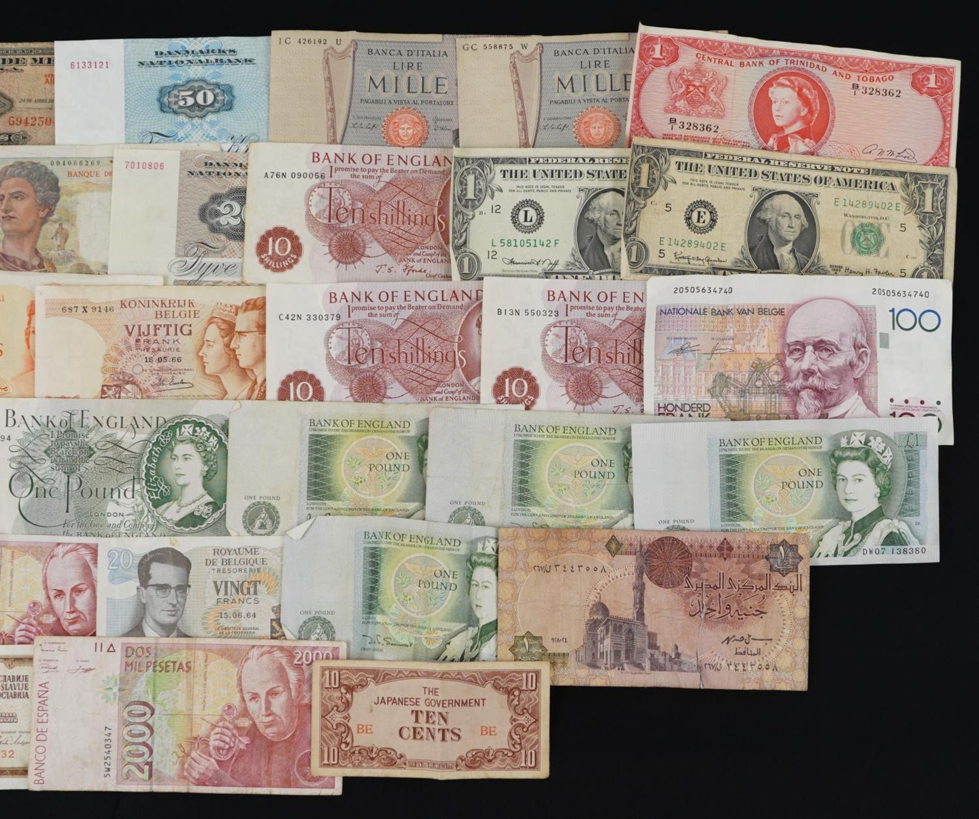 Collection of British and world banknotes including Elizabeth II one pounds and United States of - Image 3 of 3