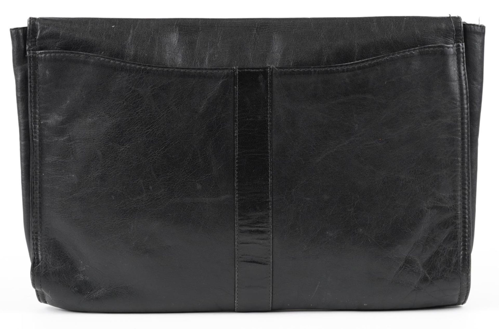 Vintage gentlemen's Harrods black leather document wallet, 57cm wide - Image 3 of 3