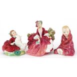 Three Royal Doulton comprising The Little Pig, Home Again and Lydia, the largest 12.5cm high