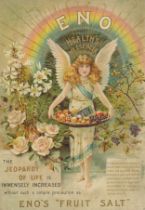 Early 20th century Eno's Fruit Salt lithographic advertising poster, framed and glazed, 36.5cm x
