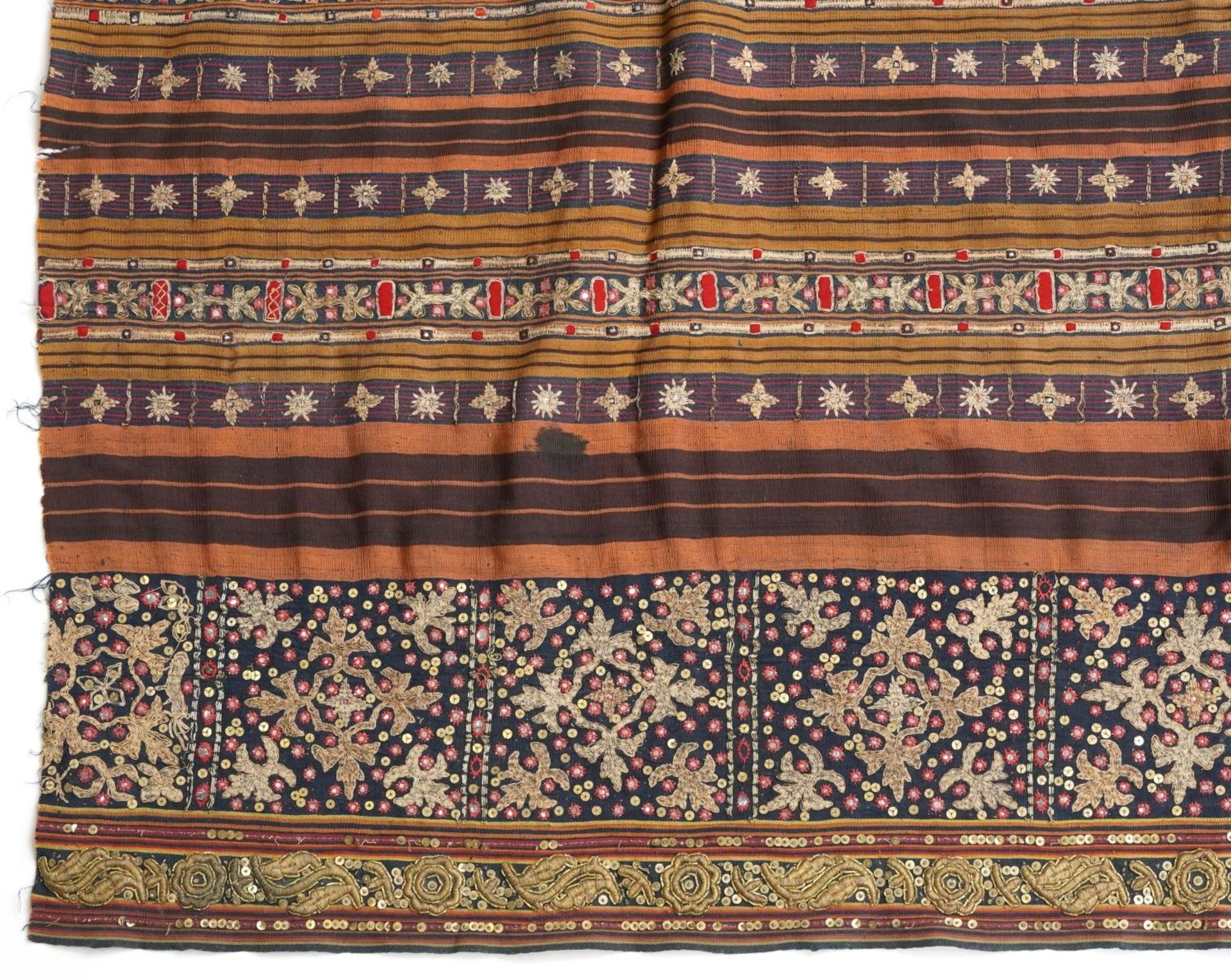 Islamic gold braided textile embroidered with flowers and a robe, the robe 115cm high - Image 6 of 7
