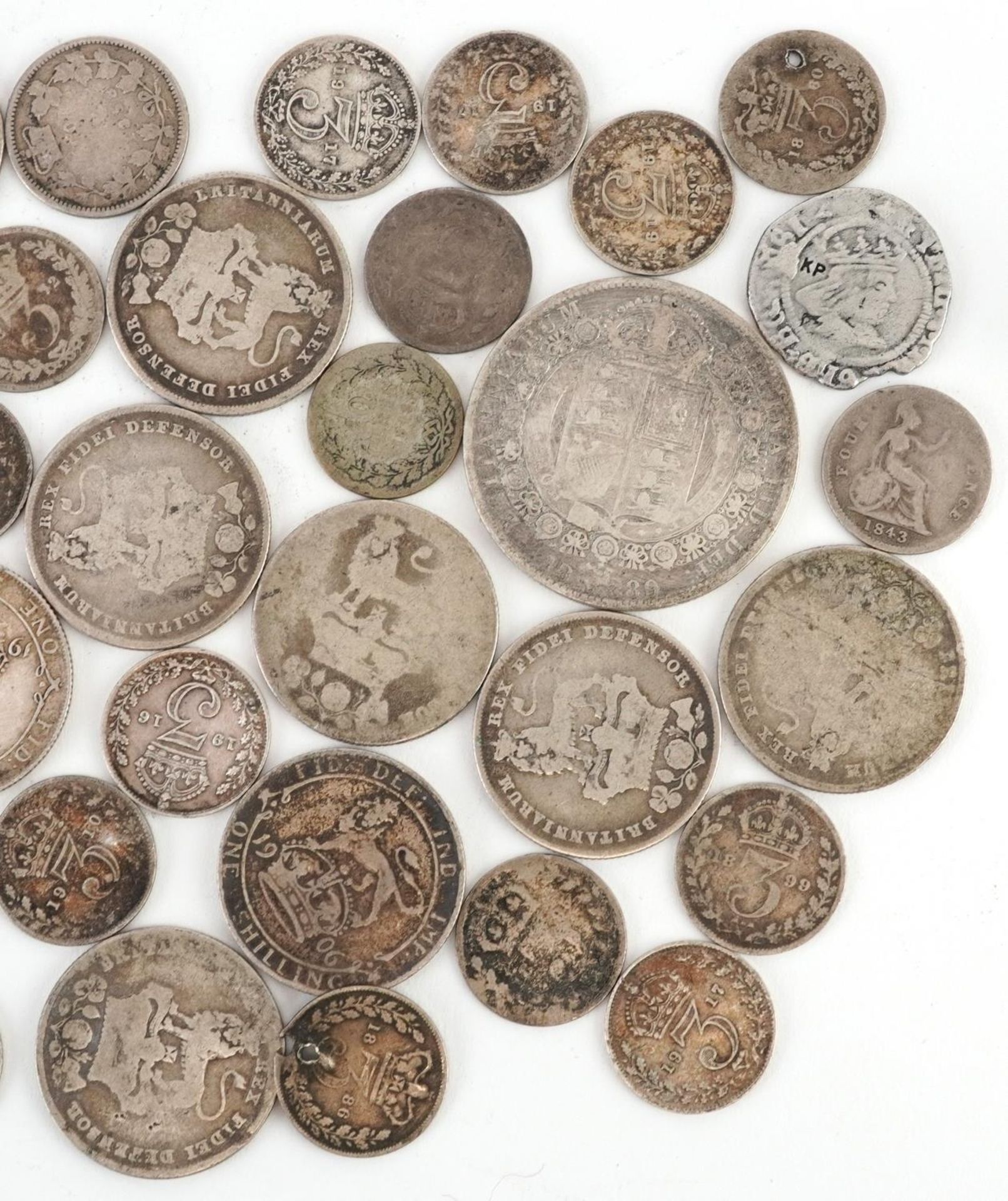 British pre decimal, pre 1947 coinage including half crown and shillings, 120g - Image 3 of 6