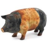 Large cast iron moneybox in the form of a pig, 43.5cm in length
