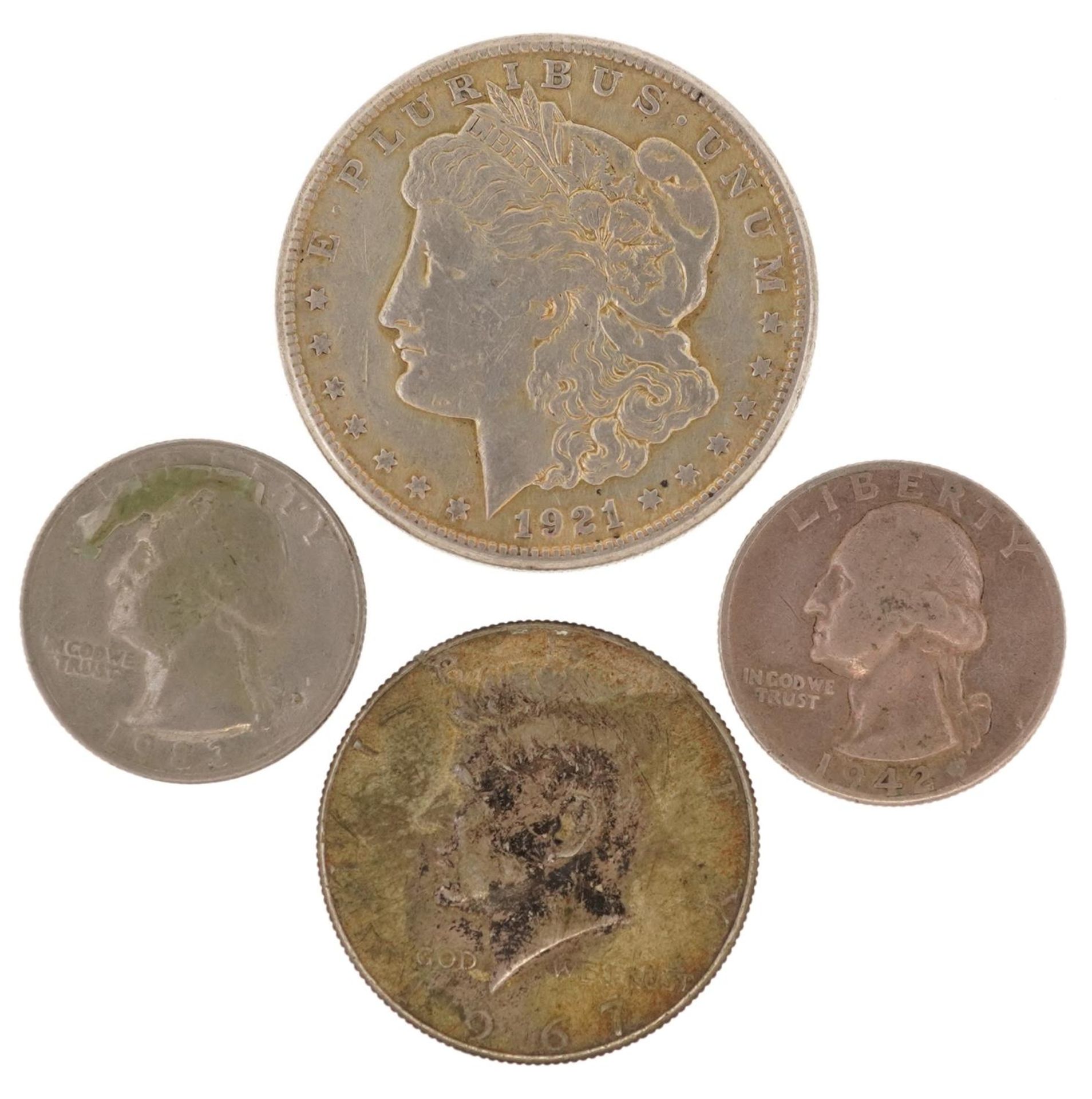 United States of America coinage including 1921 Liberty Head dollar and 1969 half dollar - Bild 2 aus 2