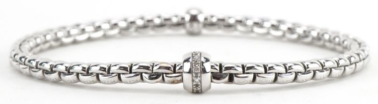 Fope, Italian 18ct white gold and diamond Flex'It bracelet with box, 16cm in length, 9.6g