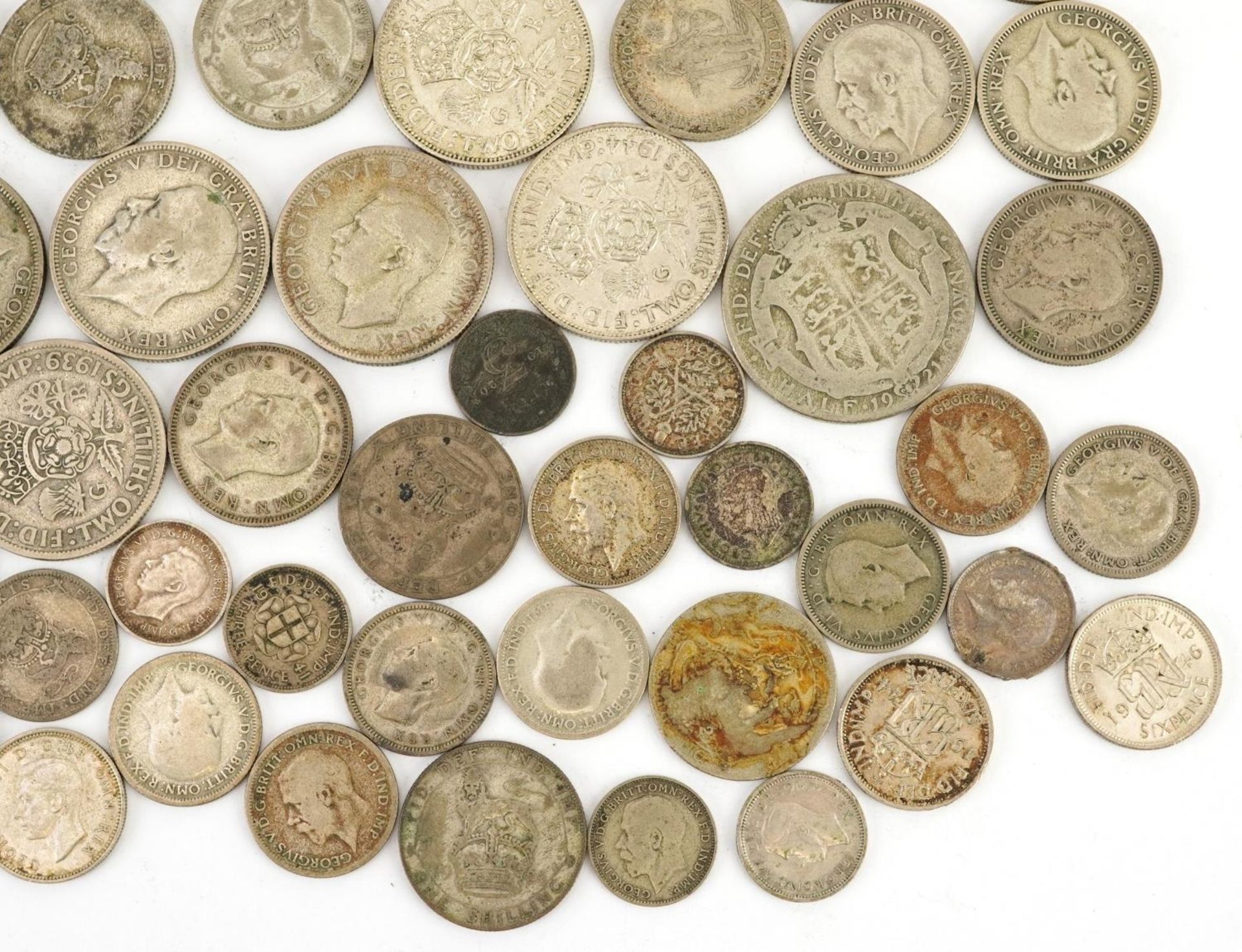 British pre decimal, pre 1947 coinage including half crowns and two shillings, 400g - Image 5 of 5