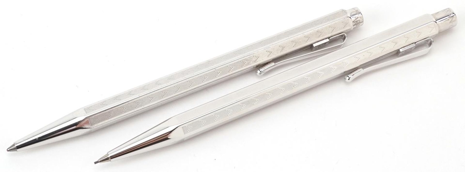 Carin D'Ache, Swiss engine turned propelling pencil and ballpoint pen with fitted case - Image 2 of 5