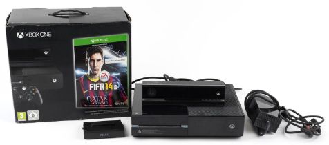 Microsoft Xbox One FIFA 14 Edition games console set with controller, headset and Kinect sensor