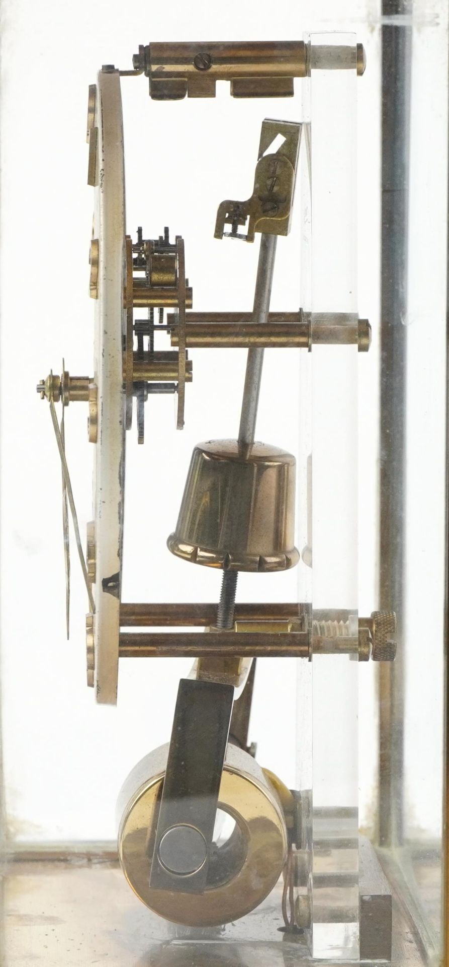 Three clocks comprising a Napoleon hat shaped inlaid mahogany mantle, Kundo electronic and German - Image 6 of 6