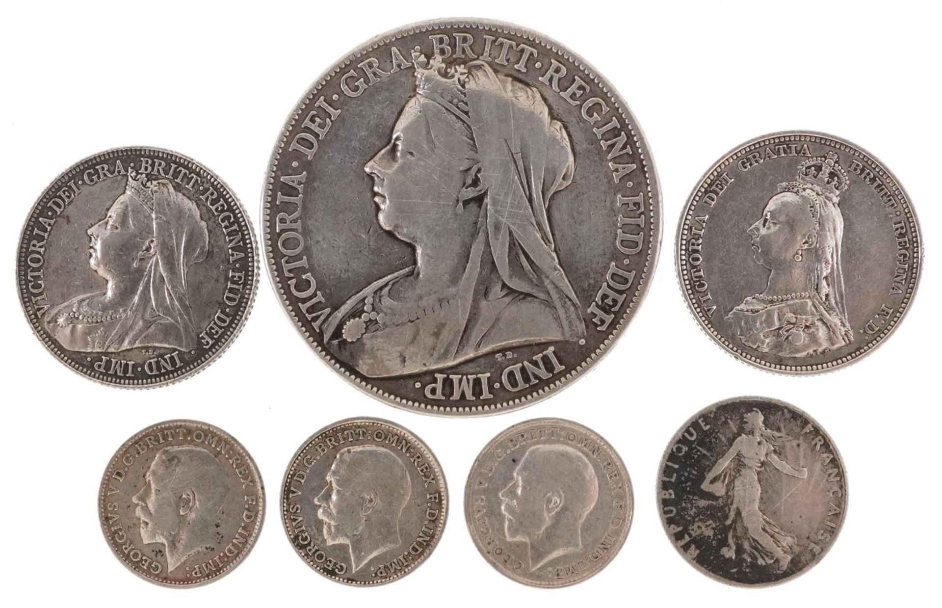 Victorian and later British coinage and a French fifty centimes, the British coins including Queen - Bild 2 aus 2