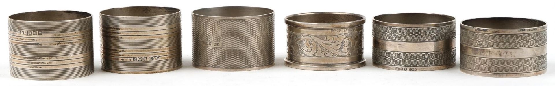 Six George V and later silver napkin rings including two pairs and a 1967 United States of America - Image 5 of 9
