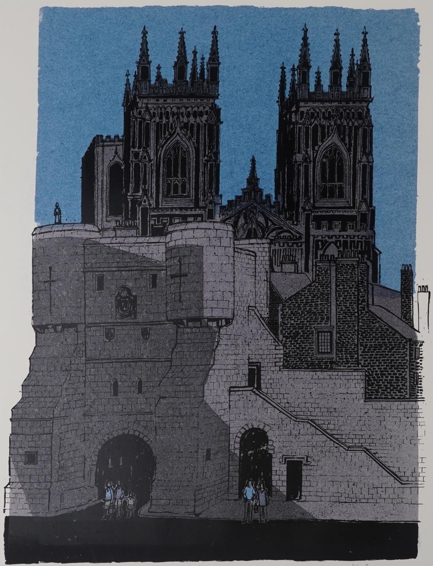 Robert Tavener - York Minster, pencil signed screen print, limited edition 62/75, unframed, 80cm x