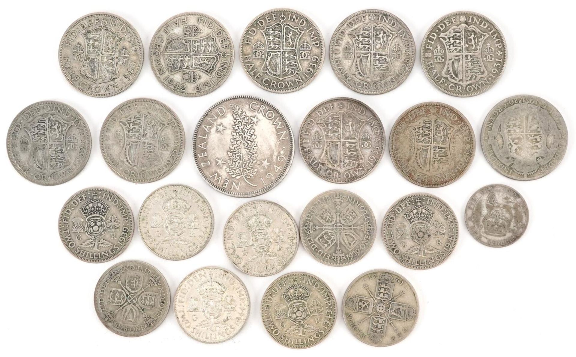 British and New Zealand coinage including half crowns and florins, 240g
