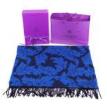 Liberty of London Lana wool blue floral scarf with box and bag