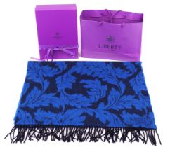 Liberty of London Lana wool blue floral scarf with box and bag