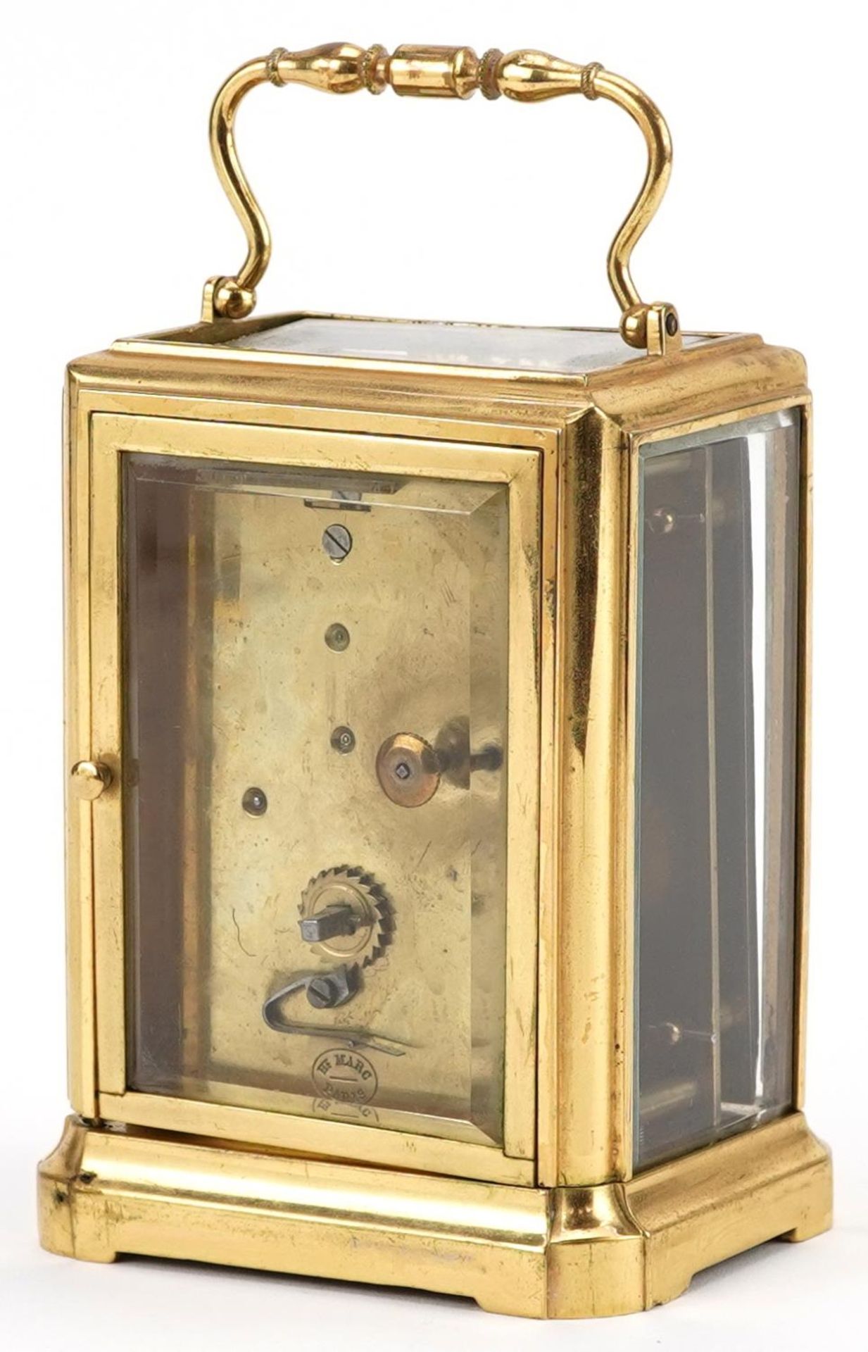 Henri Marc of Paris, 19th century French gilt brass carriage clock having enamelled dial with - Image 2 of 5