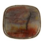 Unmarked silver mounted agate brooch, 4.6cm wide, 31.5g