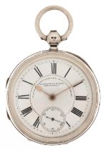 Fattorini & Sons, Victorian silver gentlemen's key wind open face fusee pocket watch having