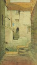 Continental buildings, early 20th century watercolour, mounted, framed and glazed, 32cm x 18cm