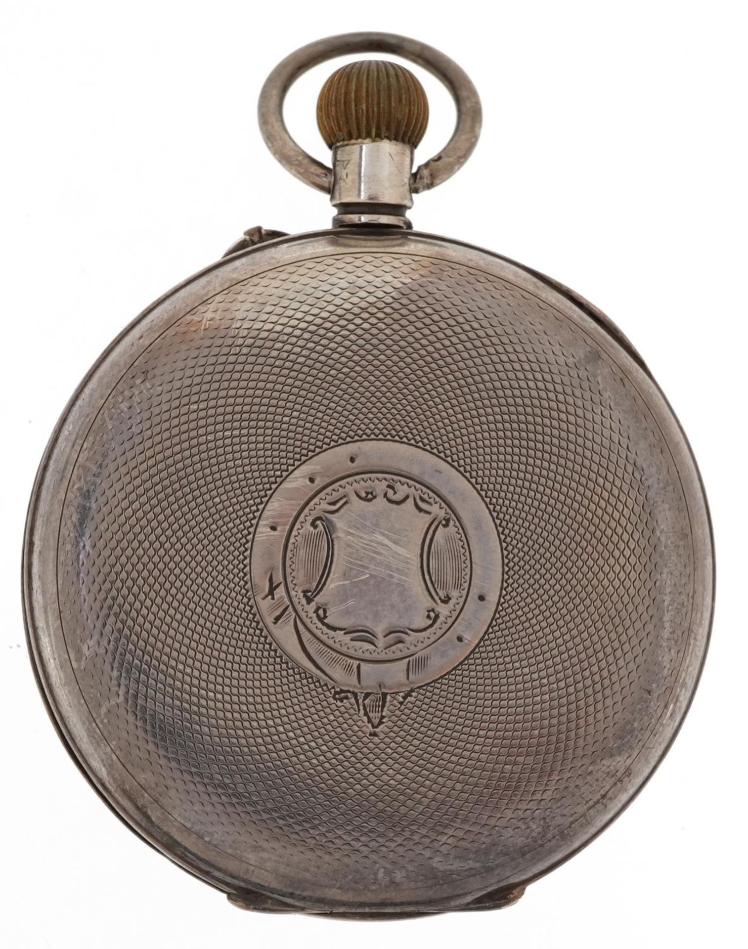 George V gentlemen's silver keyless open face pocket watch having enamelled and subsidiary dials - Bild 2 aus 4