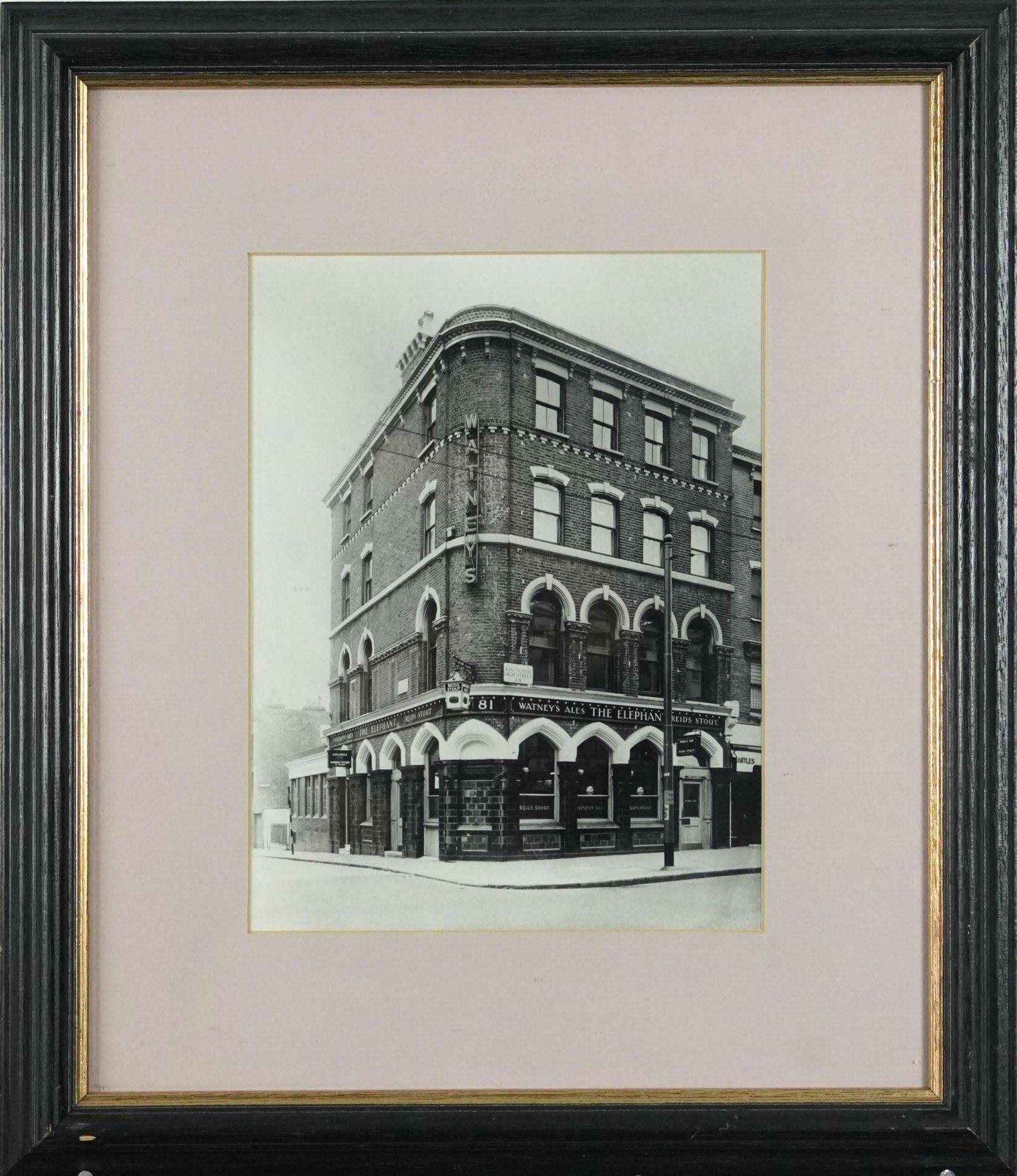 Two breweriana interest black an white photographs including The Elephant Pub advertising Watney's - Image 3 of 7