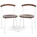 Manner of Calligaris, pair of contemporary metal framed hardwood bistro chairs, 75cm high