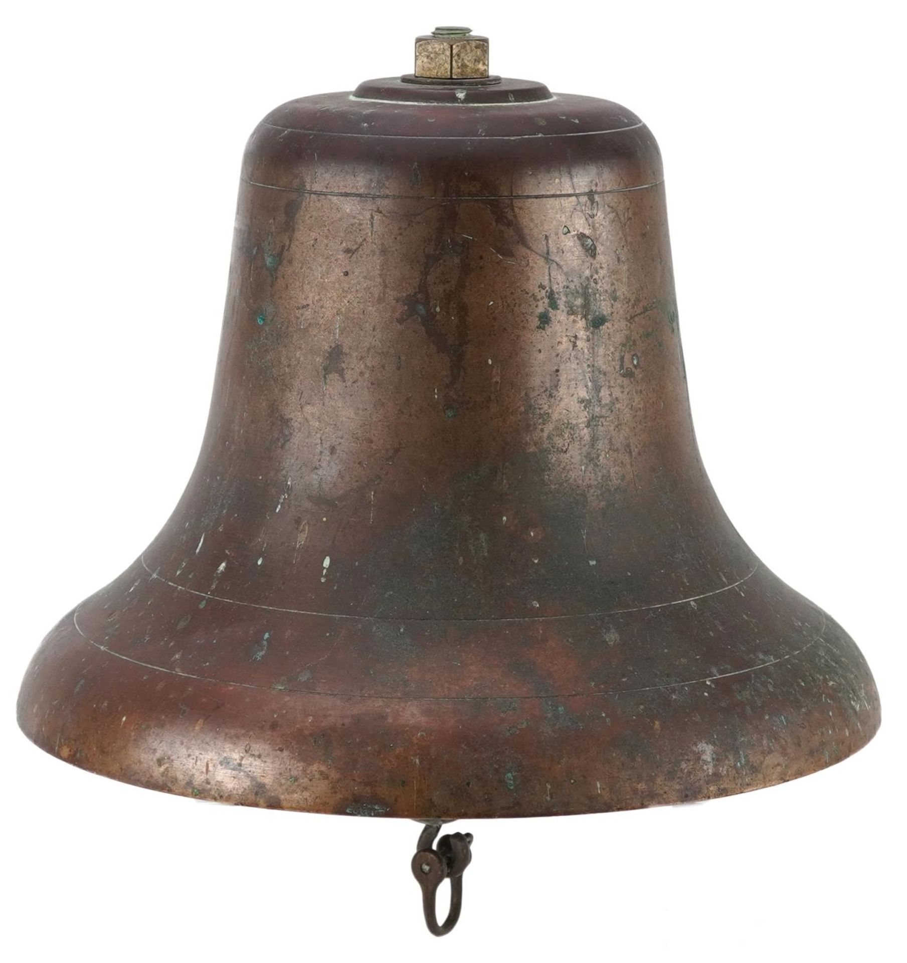 Antique patinated bronze ship's bell, 20.5cm high - Bild 2 aus 3