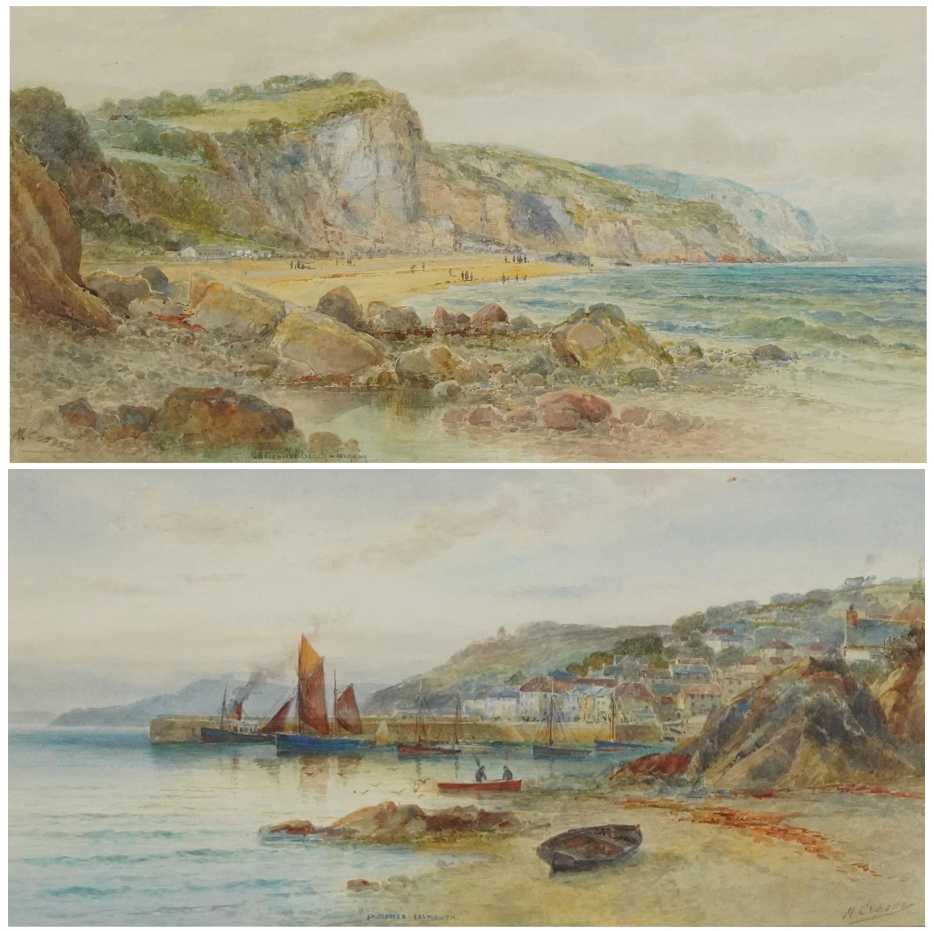 Malcolm Crosse - St Mawes Falmouth and Oddicombe Beach Torquay, pair of early 20th century