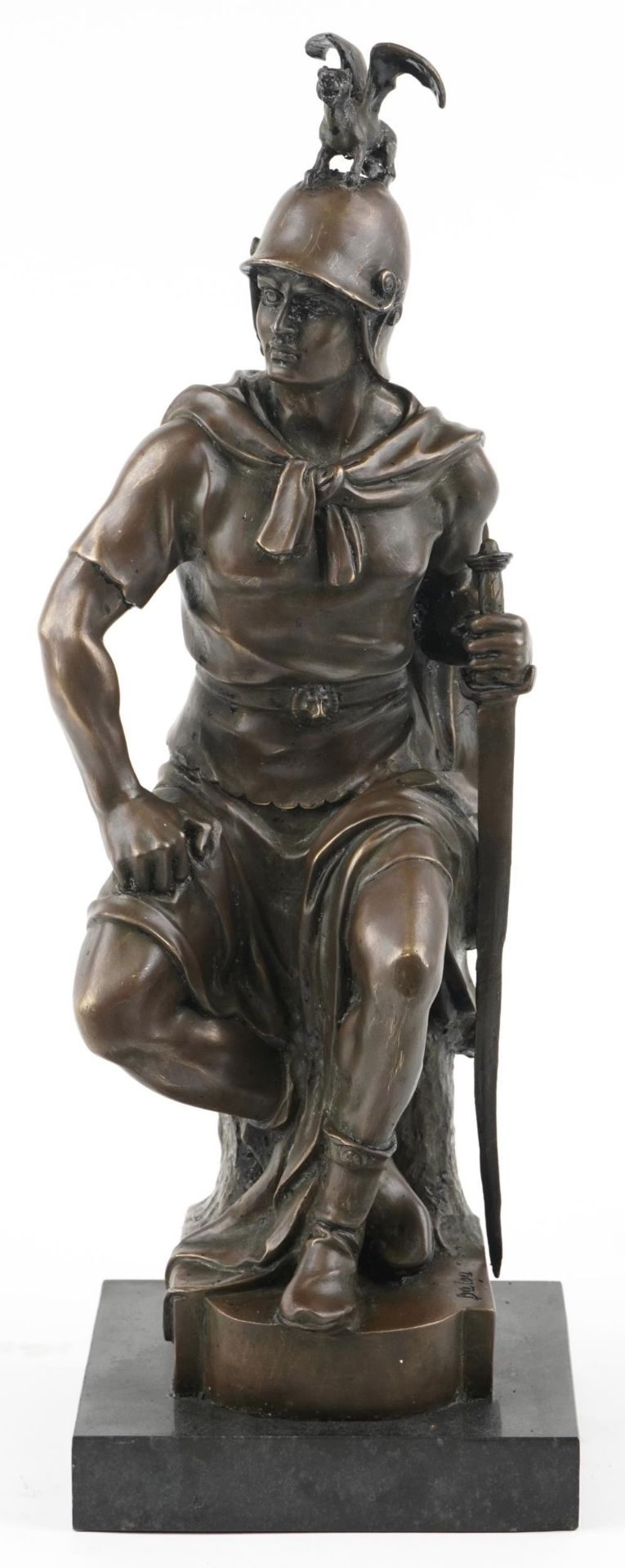 After Paul Dubois, large patinated bronze statue of Mars or Military Courage raised on a rectangular - Bild 2 aus 6