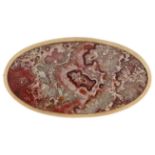 9ct gold agate brooch, 3.2cm wide, 5.7g