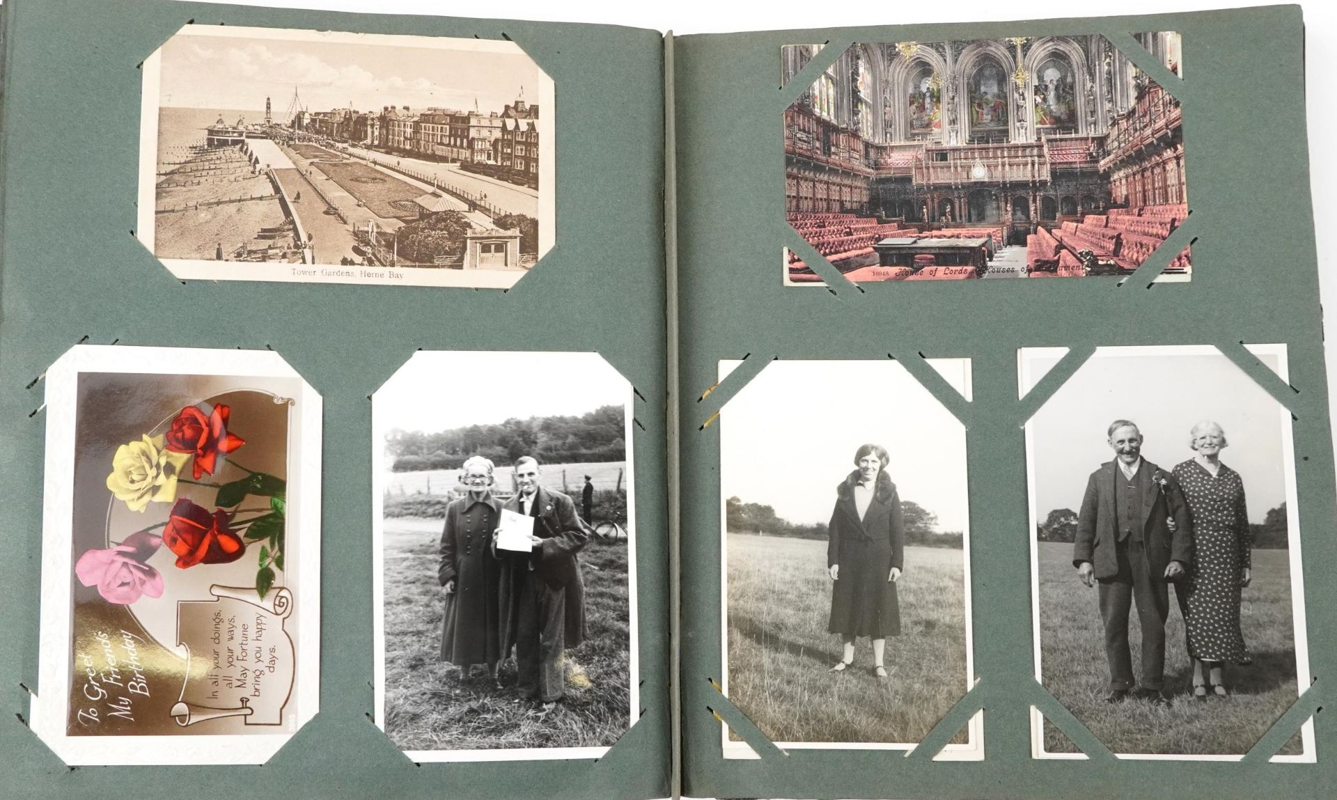 Early 20th century and later postcards arranged in an album, some real photographic, including - Bild 7 aus 9