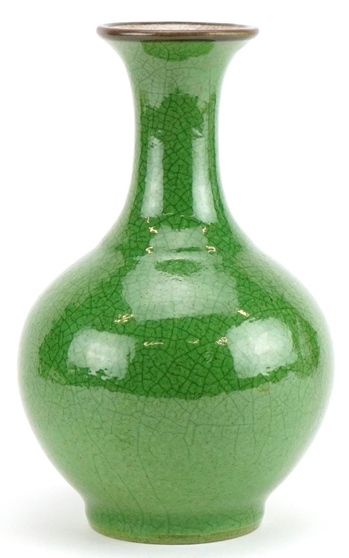 Chinese Ge ware type porcelain vase having a green crackle glaze, 22cm high