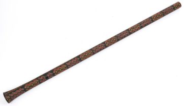 Aboriginal interest didgeridoo having allover geometric motifs, 146cm in length