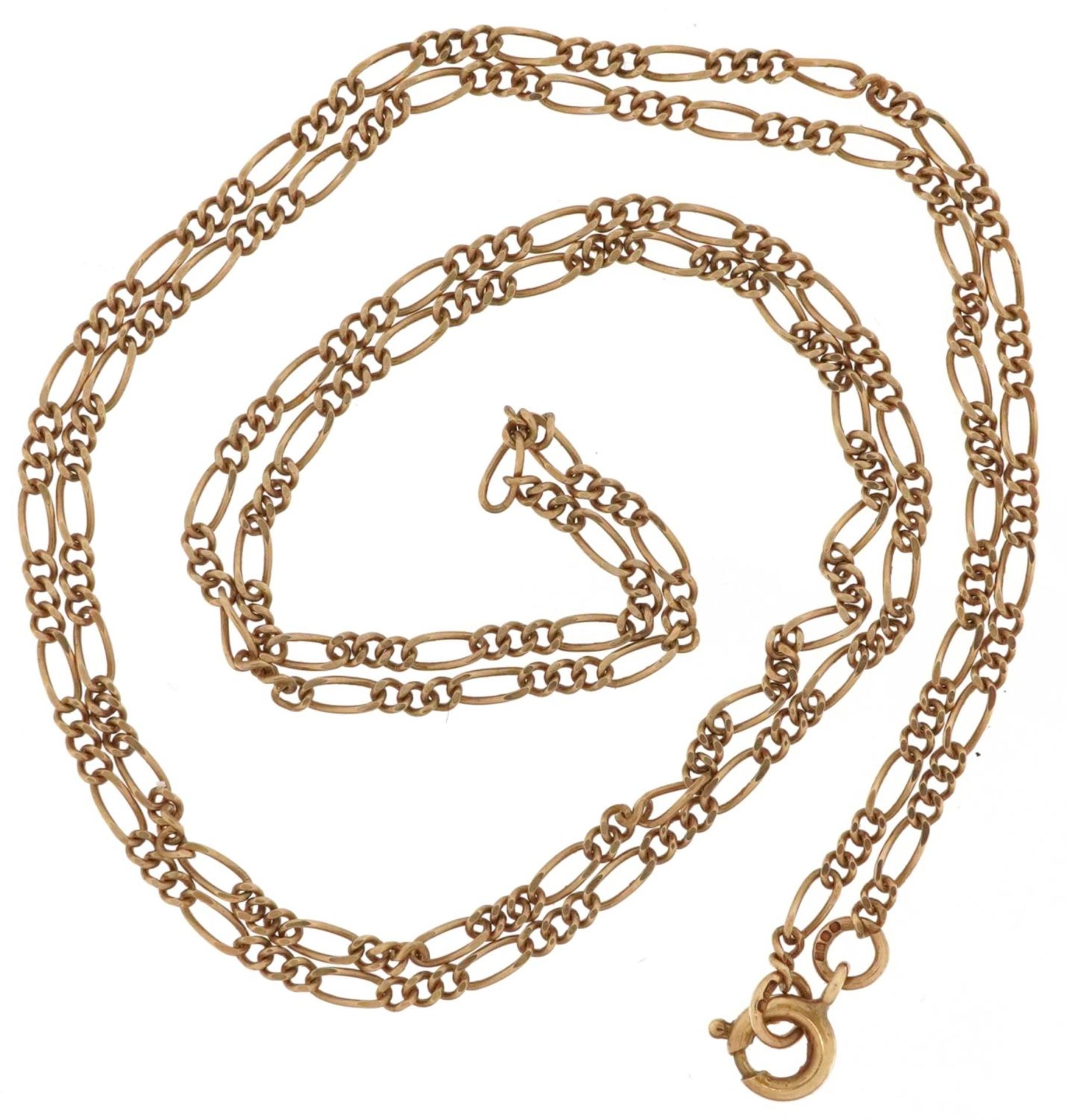 9ct gold Figaro link necklace, 56cm in length, 3.5g - Image 2 of 3