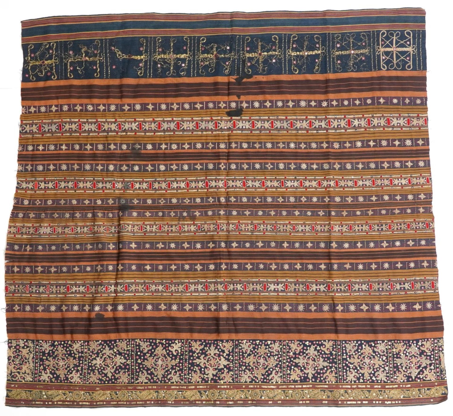 Islamic gold braided textile embroidered with flowers and a robe, the robe 115cm high - Image 5 of 7