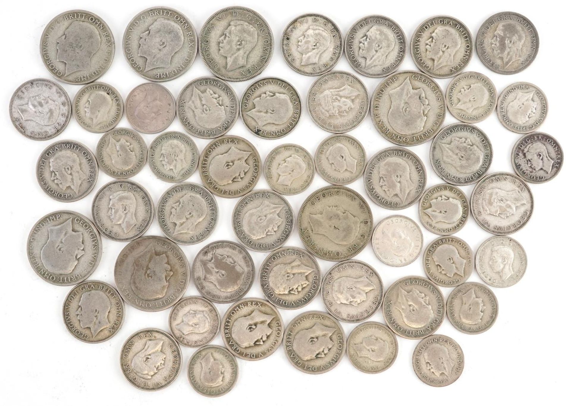 British pre decimal, pre 1947 coinage including florin and shillings, 255g - Image 4 of 6