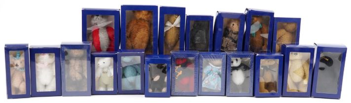 Nineteen Atlas Edition teddy bears from the Heritage Collection, with boxes, four with cellophane