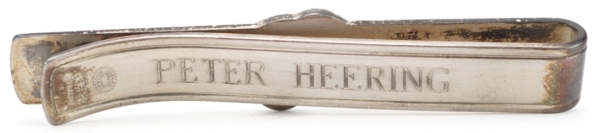 Georg Jensen, Mid century Danish 925S silver tie clip relief decorated with stylised flowers, housed - Bild 3 aus 6