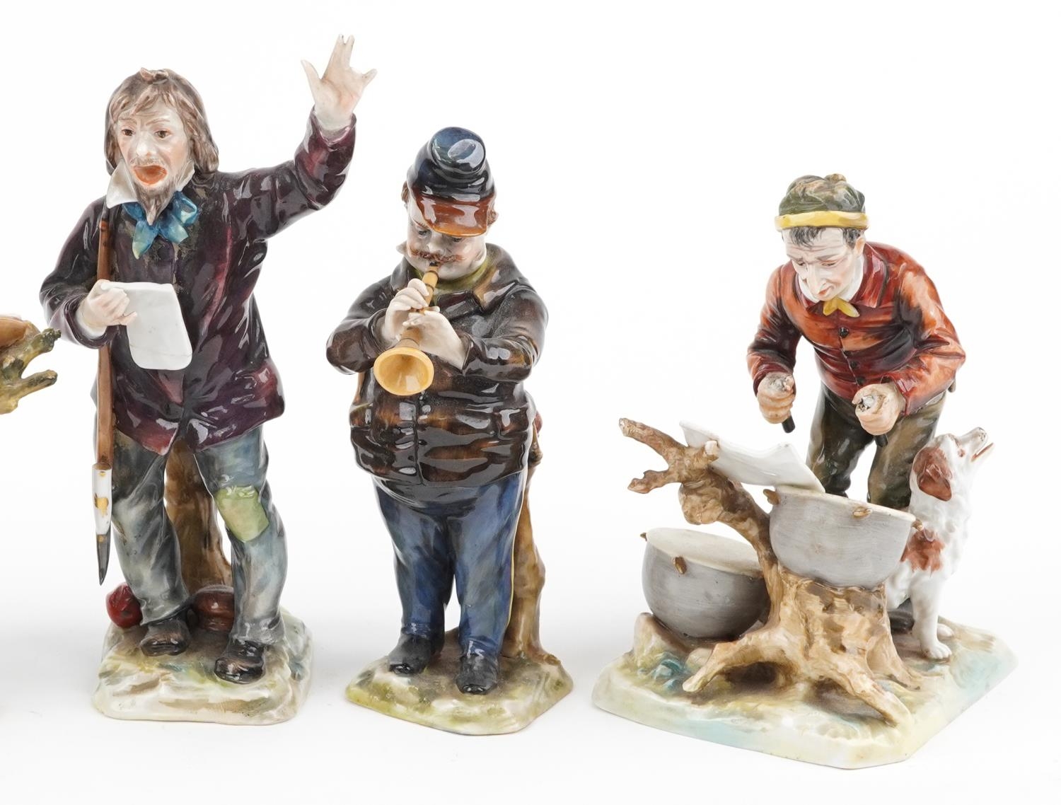 Six 19th century Neapolitan hand painted porcelain figures including five musicians, the largest - Image 3 of 5