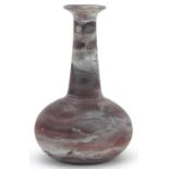 Antique marbleised glass vase, probably Roman, Old Collection inscription to the base, 7.5cm high