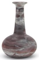 Antique marbleised glass vase, probably Roman, Old Collection inscription to the base, 7.5cm high