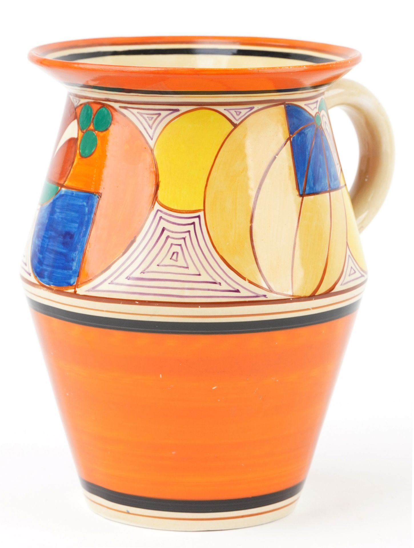 Clarice Cliff, large Art Deco Fantastique Bizarre Tolphin wash jug hand painted in the melon