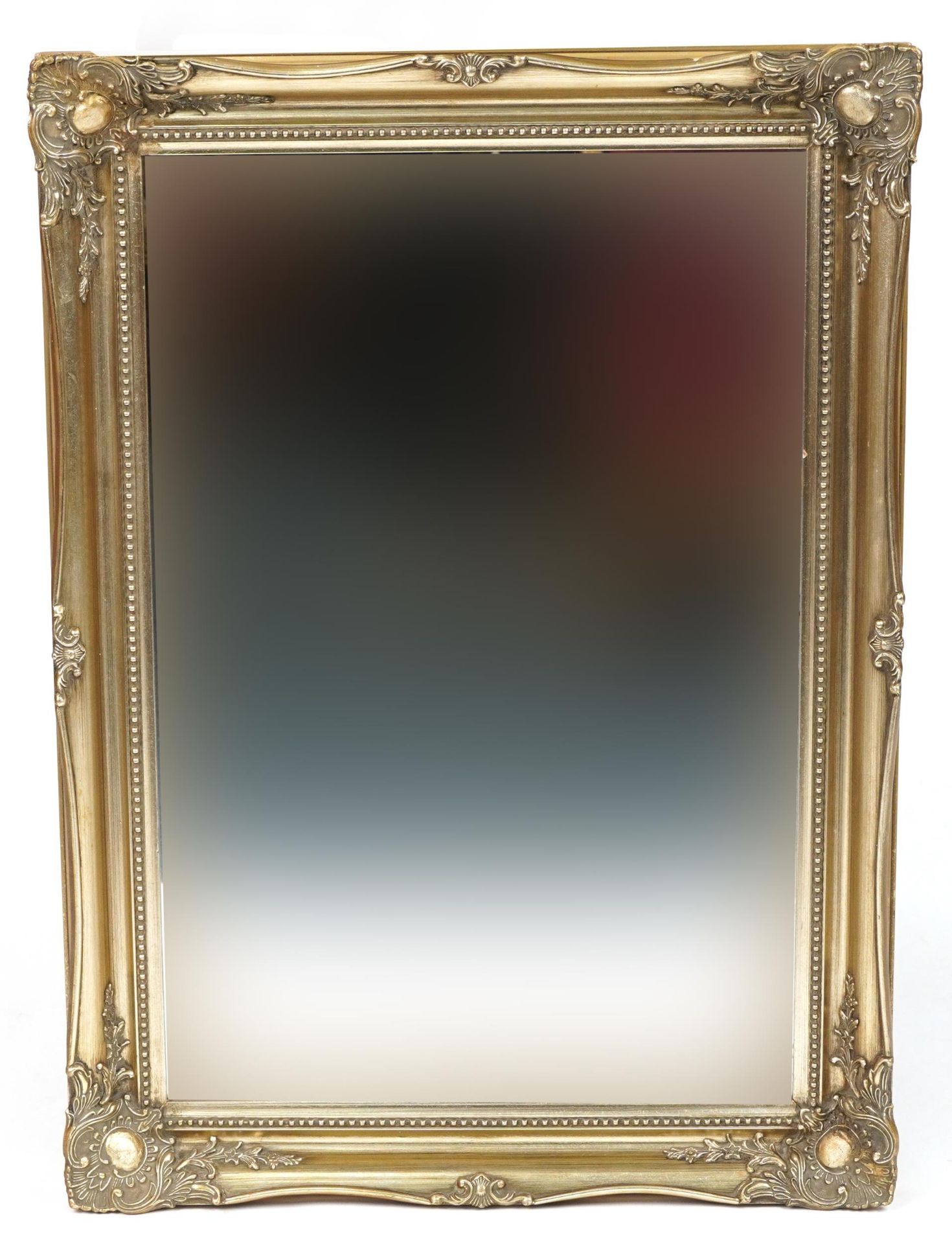 Two rectangular gilt framed wall mirrors with bevelled glass, 127cm x 37.5cm and 91cm x 65.5cm - Bild 4 aus 5