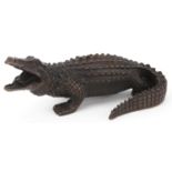 Patinated bronze study of a crocodile, 24cm in length