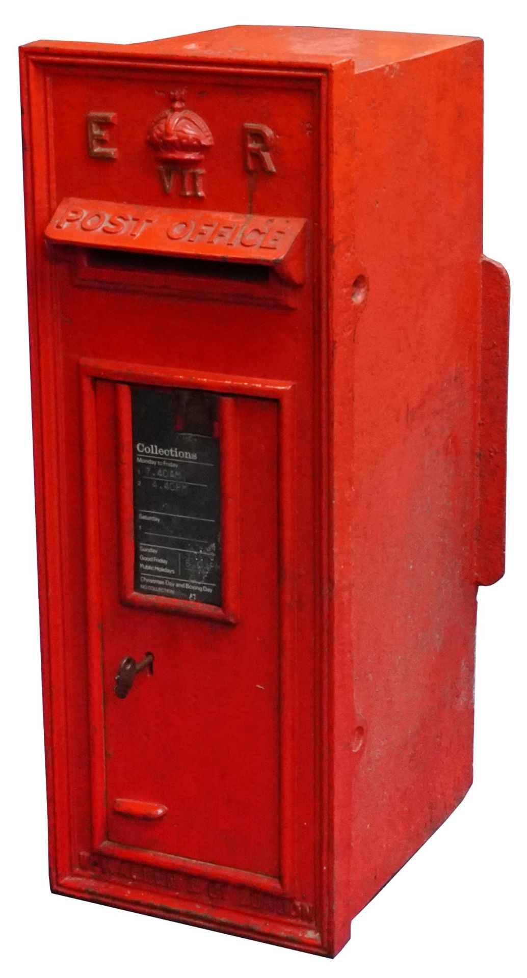 Edward VII red painted cast iron Post Office box, 72cm high